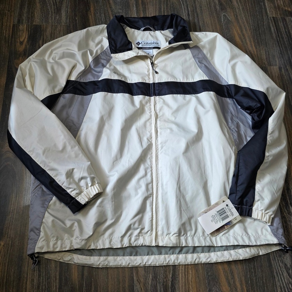 Columbia Mens Terra Trail Jacket XXL White Grey Black Windbreaker KM3124-138 NWT